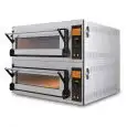 HORNO ELÉCTRICO PARA PIZZA, PAN Y PASTELERÍA - Mod. US 44 D - CONTROL ELECTRÓNICO con DISPLAY - N. 2 cámaras - Piso Refractario o Techo y Piso refractarios - Estático - Bajos consumos - Válvula de regulación de la humedad  - Medidas de la cámara cm L 83 x