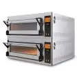 HORNO ELÉCTRICO PARA PIZZA, PAN Y PASTELERÍA - Mod. US 66 D - CONTROL ELECTRÓNICO con DISPLAY - N. 2 cámaras - Piso Refractario o Techo y Piso refractarios - Estático - Bajos consumos - Válvula de regulación de la humedad  - Medidas de la cámara cm L 83 x