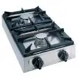 HORNILLO 2 FUEGOS A GAS - MOD. BIG7002F - LLAMA PILOTO - 2 quemadores A GAS (se pueden hacer diferentes combinaciones) - Potencia kW 3, 4,5 o 6,5 en base a la composición - Medidas cm L 35 x P 66 x 17 h