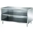 Mesa de trabajo Inox con armario abierto - Encimera de 4 cm de espesor - n. 1 estante intermedio