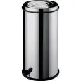 BASURERO REDONDO de ACERO INOX AISI 430 PULIDO - MOD. AV466 - Con cesta interior de metal y pedal