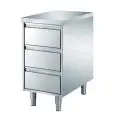 Mesa Inox con armario - 3 cajones - encimera de 4 cm de espesor