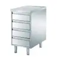 Mesa Inox con armario - 4 cajones - encimera de 4 cm de espesor