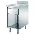 Mesa Inox con armario - 1 cajón - encimera de 4 cm de espesor - con peto posterior