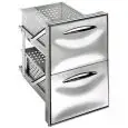 CAJONERA INOX 1/2 - Línea ICE - Mod. IC CS12 40 GS - Guía simple - Aristas curvas - Agujero de instalación cm L 44,5 x 60,4 H - Profundidad del cajón cm 43,1
