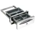CAJÓN para TERMINAL CAJA INOX - Línea ICE - Mod. IC CC P40 - Aristas curvas - Agujero de instalación cm L 35 x 14 H - Profundidad del cajón cm 44,4