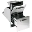 TOLVA CAFFE' CON RECOGIDA en INOX - Línea ICE - Mod. IC TRBR 35/45 - Aristas curvas - Cubeta estanca para eliminar el deflujo los residuos líquidos - Contenedor extraíble para el vaciado y la limpieza - Agujero de instalación cm L 35/44 x 59/60 H (según e
