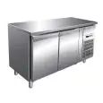 MESA REFRIGERADA DE ACERO INOX AISI 304 - VENTILADO - Mod. G-GN2100BT - GASTRONORM 1/1 (cm 53 x 32,5) - N. 2 PUERTAS - CAPACIDAD BRUTA Lt 282 - TEMPERATURA -18º/-22ºC - Medidas cm. A 136 x  F 70 x h 86 - CE