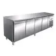 MESA REFRIGERADA DE ACERO INOX AISI 304 - VENTILADO - Mod. G-GN4100BT - GASTRONORM 1/1 (cm 53 x 32,5) - N. 4 PUERTAS - CAPACIDAD BRUTA Lt 553 - TEMPERATURA -18º/-22ºC - Medidas cm. A 223 x F 70 x h 86 - CE