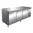 MESA REFRIGERADA DE ACERO INOX AISI 304 - PARA SNAKS - VENTILADO - Mod. G-SNACK3100TN - 3 PUERTAS - CAPACIDAD BRUTA Lt 339 - TEMPERATURA -2°/+8°C - Medidas cm. A 179,5 x F 60 x h 86 - CE