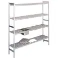 ESTANTERÍA de ALUMINIO ANODIZADO - ELEMENTO BASE - MOD. RF - N. 4 ESTANTES - Posibilidad de colocar cubetas GN de 1/2, 1/1, 2/1 y 2/3 - Estanterías diseñadas para soportar grandes cargas con la mínima flexión - Disponible con 3 ALTURAS: cm 150/170/200h