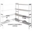 ESTANTERÍA de ALUMINIO ANODIZADO - ELEMENTO MODULAR - MOD. RF / C - N. 4 ESTANTES - Posibilidad de colocar cubetas GN de 1/2, 1/1, 2/1 y 2/3 - Estanterías diseñadas para soportar grandes cargas con la mínima flexión - Disponible con 3 ALTURAS: cm 150 / 17
