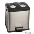 CUBO DE BASURA PARA RECICLAJE - MOD. PATTUMIERA 256 - ESTRUCTURA DE ACERO INOX SATINADO - TAPA CON APERTURA DE PEDAL - SISTEMA DE CIERRE RALENTIZADO - CON ASAS - CE