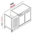 CONTRA MOSTRADOR BAR REFRIGERADO - SEMIACABADO - MOD. RBBR15063 - Alimentación monofásica V230/50hz - CON UNIDAD CONDENSADORA INCORPORADA - Medidas cm L 150 x P 63 x h 92