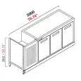 CONTRA MOSTRADOR BAR REFRIGERADO - SEMIACABADO - MOD. RBBR20063 - Alimentación monofásica V230/50hz - CON UNIDAD CONDENSADORA INCORPORADA - Medidas cm L 200 x P 63 x h 92