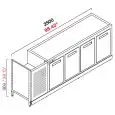 CONTRA MOSTRADOR BAR REFRIGERADO - SEMIACABADO - MOD. RBBR25063 - Alimentación monofásica V230/50hz - CON UNIDAD CONDENSADORA INCORPORADA - Medidas cm L 250 x P 63 x h 92