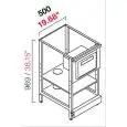 CONTRA MOSTRADOR BAR NEUTRO - PANEL SEMIACABADO - MOD. RBL500TRVG - ESTRUCTURA METÁLICA - N. 1 TOLVA - N. 1 ESTANTE INTERMEDIO EN MELAMINA GRIS - DISPONIBLE EN 2 PROFUNDIDADES: cm 55, 63 - DIM cm L 50 X H 96,9