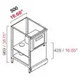 CONTRA MOSTRADOR BAR neutro - PANEL SEMIACABADO - MOD. RBL500TRANTA - ESTRUCTURA METÁLICA - N. 1 TOLVA - N. 1 PUERTA EN MELAMINA GRIS - DISPONIBLE EN 2 PROFUNDIDADES: cm 55, 63 - DIM cm W 50 X H 96,9