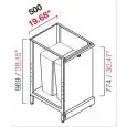 CONTRA MOSTRADORAS NEUTRA - PANEL SEMIACABADO - MOD. RBL500TRDIFF - ESTRUCTURA METÁLICA - N. 1 TOLVA CON ABERTURA DESLIZANTE CON DOS CONTENEDORES - DIM CM L 50 X P 63 X H 96,9