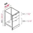 CONTRA MOSTRADOR BAR NEUTRO - PANEL SEMIACABADO - MOD. RBL5002+1CASS - ESTRUCTURA METÁLICA - N.3 CAJONES (2 CAJONES DE 1/3 + 1 CAJÓN DE 2/3) EN GRIS MELAMINA - DISPONIBLE EN 2 PROFUNDIDADES: cm 55, 63 - DIM cm L 50 X H 96,9