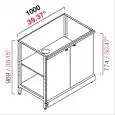 CONTRA MOSTRADOR BAR NEUTRO - PANEL SEMIACABADO - MOD. RBL1000ANTE - ESTRUCTURA METÁLICA - N. 2 PUERTAS BATIENTES EN MELAMINA GRIS - DISPONIBLE EN 3 PROFUNDIDAD: cm 40, 55, 63 - DIM cm L 100 X H 96,9