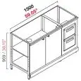 CONTRA MOSTRADOR BAR NEUTRO - PANEL SEMIACABADO - MOD. RBL1500ANTETRDOPPIA - ESTRUCTURA METÁLICA - N. 2 PUERTAS BATIENTES DE MELAMINA GRIS - TOLVA DOBLE - DISPONIBLE EN 2 PROFUNDIDADES: cm 55, 63 - DIM cm L 150 X H 96,9