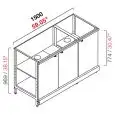 CONTRA MOSTRADOR BAR NEUTRO - PANEL SEMIACABADO - MOD. RBL15003ANTE - ESTRUCTURA METÁLICA - N. 3 PUERTAS BATIENTES EN MELAMINA GRIS - DISPONIBLE EN 3 PROFUNDIDADES: cm 40, 55, 63 - DIM cm L 150 X H 96,9