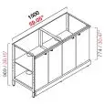 CONTRA MOSTRADOR BAR NEUTRO - PANEL SEMIACABADO - MOD. RBL15004ANTE - ESTRUCTURA METÁLICA - N. 4 PUERTAS BATIENTES DE MELAMINA GRIS - DISPONIBLE EN 3 PROFUNDIDADES: cm 40, 55, 63 - DIM cm L 150 X H 96,9