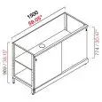 CONTRA MOSTRADOR BAR NEUTRO - PANEL SEMIACABADO - MOD. RBL1500SCORR - ESTRUCTURA METÁLICA - N. 2 PUERTAS CORREDERAS EN MELAMINA GRIS - DISPONIBLE EN 3 PROFUNDIDADES: cm 40, 55, 63 - DIM cm L 150 X H 96,9