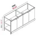 CONTRA MOSTRADOR BAR NEUTRO - PANEL SEMIACABADO - MOD. RBL20004ANTE - ESTRUCTURA METÁLICA - N. 4 PUERTAS BATIENTES DE MELAMINA GRIS - DISPONIBLE EN 3 PROFUNDIDADES: cm 40, 55, 63 - DIM cm L 200 X H 96,9