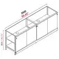 CONTRA MOSTRADOR BAR NEUTRO - PANEL SEMIACABADO - MOD. RBL2500 - ESTRUCTURA METÁLICA - PUERTAS CORREDERAS DE MELAMINA GRIS - DISPONIBLE EN 3 PROFUNDIDADES: cm 40, 55, 63 - DIM cm L 250 X H 96,9