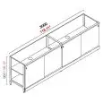 CONTRA MOSTRADOR BAR NEUTRO - PANEL SEMIACABADO - MOD. RBL3000 - ESTRUCTURA METÁLICA - PUERTAS CORREDERAS DE MELAMINA GRIS - DISPONIBLE EN 3 PROFUNDIDADES: cm 40, 55, 63 - DIM cm L 300 X H 96,9