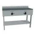 COCEDOR DE PIADINAS a GAS - Mod. RAJ2GKGG - Con soporte de acero inox - Placa de acero inoxidable - N. 2 zonas de cocción - Capacidad térmica KW 26 - Medidas cm L 126 x P 53 x H 85 - CE