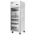 ARMARIO FRIGORÍFICO de ACERO INOX - Para SNACK - Mod. YCF9401GR - VENTILADO - Capacidad LT 410 - N. 1 Puerta de Cristal - TEMPERATURA 0°/+8°C - Dim. cm L 60 x P 73 x h 195,5 - CE