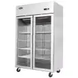 ARMARIO FRIGORÍFICO COMPACTO de ACERO INOX - Mod. YCF9408GR - VENTILADO - Capacidad LT 900 - N. 2 Puertas de Cristal - TEMPERATURA -17°/-20°C - Dim. cm L 120 x P 73 x h 195,5 - CE