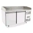 MESA REFRIGERADA PARA PREPARACIÓN DE PIZZA EN ACERO INOX - Mod. EPF3495GR - CLASE ENERGÉTICA A - PARA CAJAS DE PIZZA cm 60x40 - VENTILADO - N. 2 Puertas - Temperatura -2°/+8°C - Dim. cm. L 151 x P 80 x h 100/160 - CE