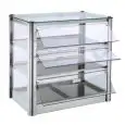 VITRINA EXPOSITORA NEUTRA - MOD. LC64O - N. 3 estantes de exposición - Flancos y frente de vidrio templado - Puertas de policarbonato - Medidas Cm L 57 x P 37 x h 54 - Homologación CE