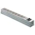 VITRINA EXPOSITORA REFRIGERADA DE MESA - Mod. MINI - Temperatura +2°/+10°C - Capacidad de cubetas GN en varios formatos - Alimentación MONOFÁSICA V230/1 - Potencia kW 0,13 - Medidas cm. L 172 x P 23 x h 22 - Peso Kg. 20