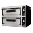 HORNO ELÉCTRICO MECÁNICO PARA PIZZA - Mod. BASIC XL22L - N. 2 cámaras - Piso Refractario o Techo y piso refractarios (lados excluidos) - Medidas de la Cámaras cm L 82 x P 41 x 14 h - Capacidad: N. pizzas 2+2 (Ø cm 35)/N. 1+1 bandeja cm 60x40 - Potencia 6,