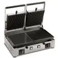 PLANCHA ELÉCTRICA - MOD. PE2/M - N. 2 SUPERFICIES DE COCCIÓN cm 25X25,5 (N. 1 LISO Y N. 1 ACANALADO) - POTENCIA W 3000 - Alimentación monofásica V 230/50Hz - MEDIDAS Cm A 51,5 X F 43,5 X h 23,5 - CE
