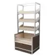 EXPOSITOR PER PAN EMPAQUETADO - Mod. ESPOSITORE MURALE I. - N. 3 BALDAS INCLINADAS + N. 1 CESTA - Dimensiones cm L 100 x P 80 x 214h