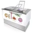 MOSTRADOR PARA HELADOS POZZETTI SIN RESERVA - MOD. FAST 8 - VENTILADO - Alimentación monofásica 230v/50hz - N. 8 POZZETTI - CON UNIDAD CONDENSADORA INCORPORADA - DIM. Cm L 130 x P 70 x h 100,2