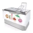 MOSTRADOR PARA HELADOS POZZETTI SIN RESERVA - MOD. FAST 10 - VENTILADO - Alimentación monofásica 230v/50hz - N. 10 POZZETTI - CON UNIDAD CONDENSADORA INCORPORADA - DIM. Cm L 150 x P 70 x h 100,2