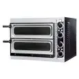 HORNO ELÉCTRICO MECÁNICO PARA PIZZA - Mod. BASIC 2/40 - N. 2 cámaras con cristal - Superficies de cocción con piedras refractarias - Medidas de la cámara cm A 41 x F 36 x H 9 - N. Pizzas 1 + 1 (Ø cm 32) - Potencia 2,4 Kw - CE