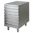 MUEBLE NEUTRO PARA PIZZA CON CAJONES DE ACERO INOX 201 PARA CONTENER MASAS DE PIZZA - Medidas cm A 52 x F 80 x h 81 - CAJAS NON INCLUIDAS