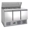 SALADETTE REFRIGERADA DE ACERO INOX AISI 201 - Mod. G-S903 FC - ESTÁTICA -GASTRONORM 1/1 (cm 53 x 32,5) - 3 PUERTAS REFRIGERADAS - TEMPERATURA +2°/+8°C - Medidas cm. A 136,5 x F 70 x h 86,5 - CE