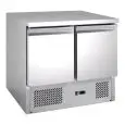 MESA ENSALADERA Y MESA DE TRABAJO REFRIGERADA - Mod. G-S901 FC - ESTÁTICA - GASTRONORM 1/1 (cm 53 x 32,5) - 2 PUERTAS REFRIGERADAS - TEMPERATURA +2°/+8°C - Medidas cm.  A 90 x F 70 x h 85 - CE