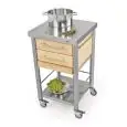 CARRITO DE COCINA - mod. 691502 auxilium - de acero inox - encimera de acero inox y coberturas de carpe blanco - con n.2 cajones