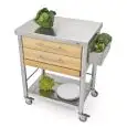 CARRITO DE COCINA - mod. 691702 auxilium - de acero inox - encimera de acero inox y coberturas de carpe blanco - con n.2 cajones