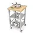 CARRITO DE COCINA - mod. 692500 auxilium - de acero inox - encimera de carpe blanco en listones - simple sin cajón